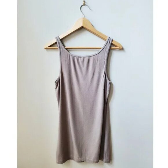 James Perse Medium Weight Ribbed Scoop Neck Daily Tank in Taupe Size 4 L XL - Picture 3 of 3